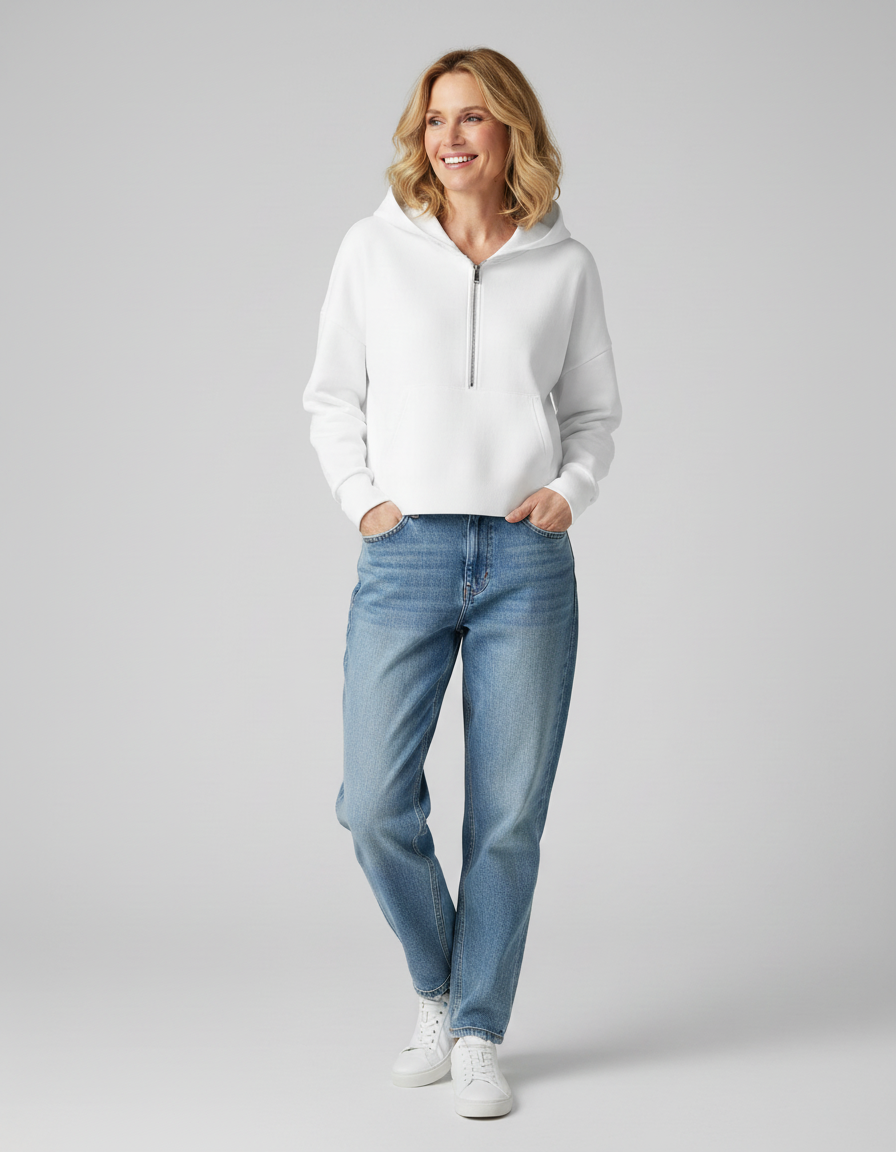 Bílá oversized crop mikina OFF-ICE QUEEN