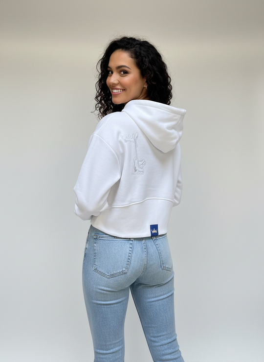 Bílá oversized crop mikina OFF-ICE QUEEN