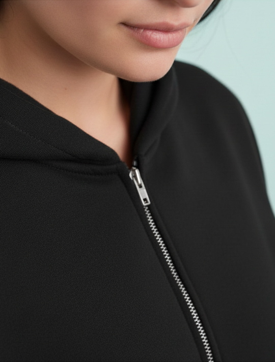 Černá oversized crop mikina OFF-ICE QUEEN