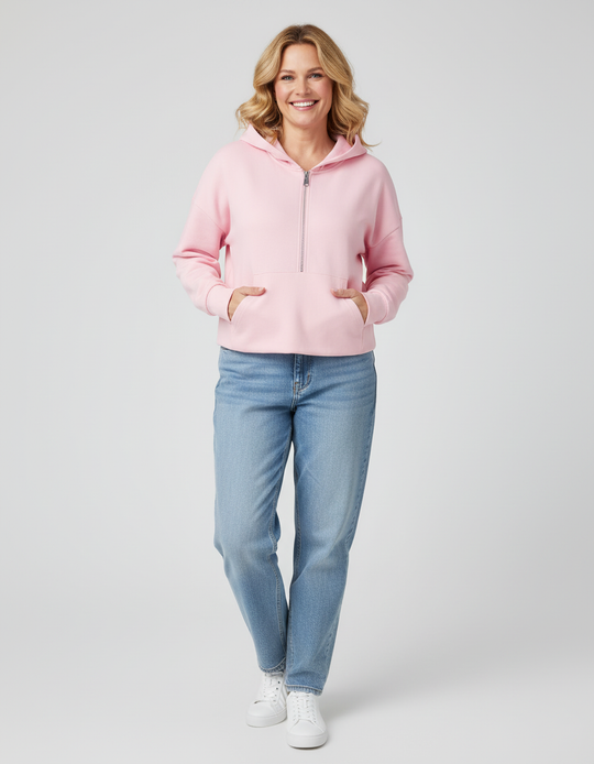 Růžová oversized crop mikina OFF-ICE QUEEN