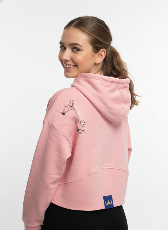 Růžová oversized crop mikina OFF-ICE QUEEN