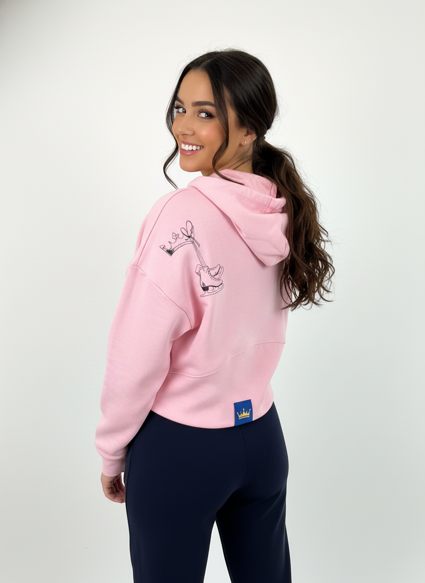 Růžová oversized crop mikina OFF-ICE QUEEN