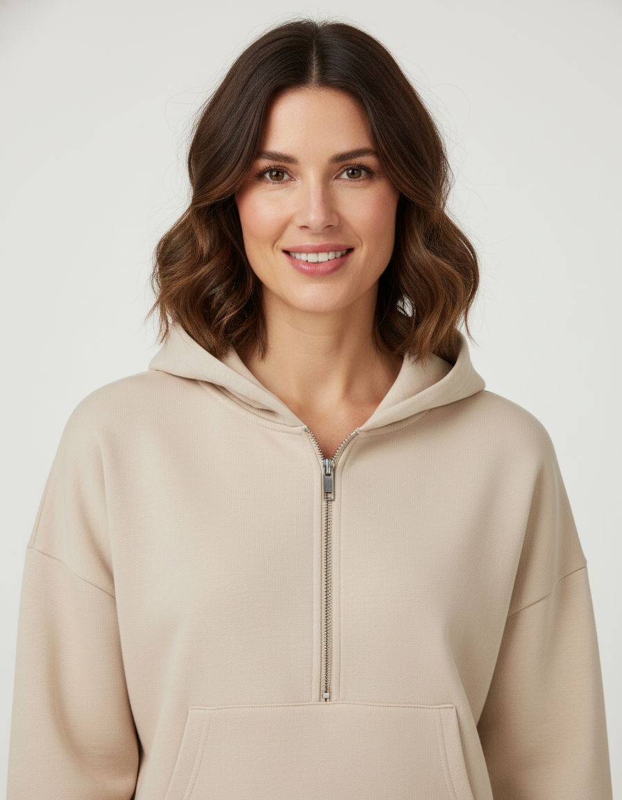 Nude oversized crop mikina OFF-ICE QUEEN