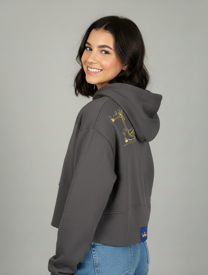 Charcoal oversized crop mikina OFF-ICE QUEEN