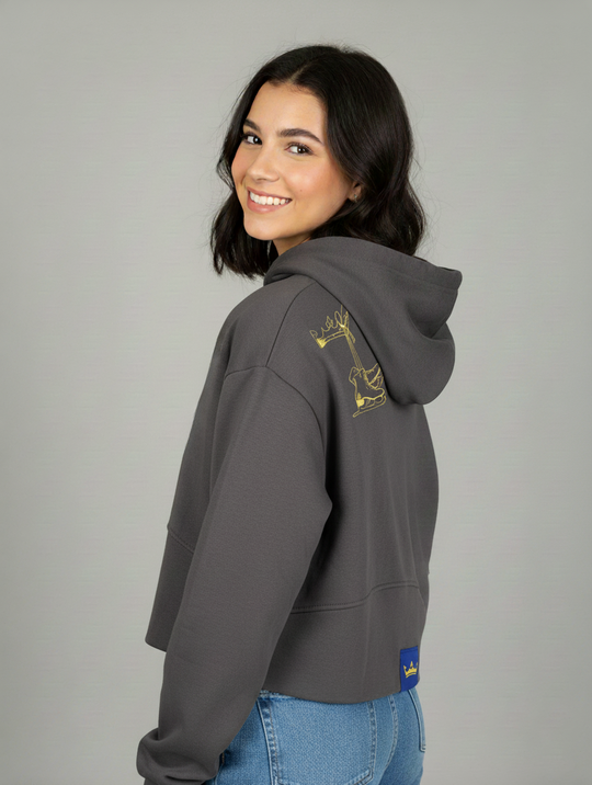 Charcoal oversized crop mikina OFF-ICE QUEEN