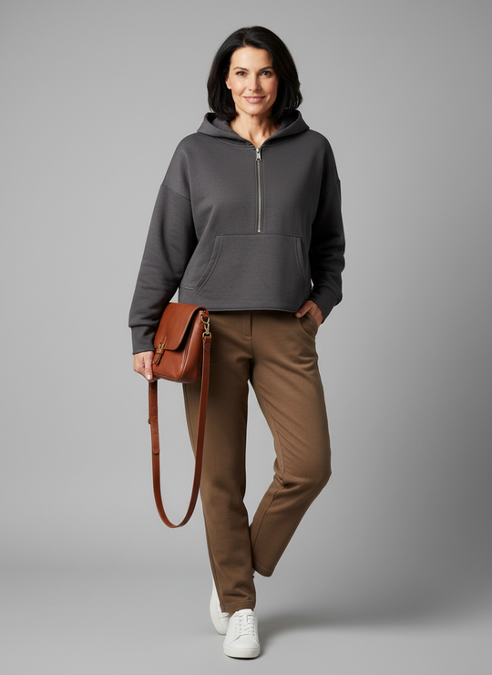 Charcoal oversized crop mikina OFF-ICE QUEEN