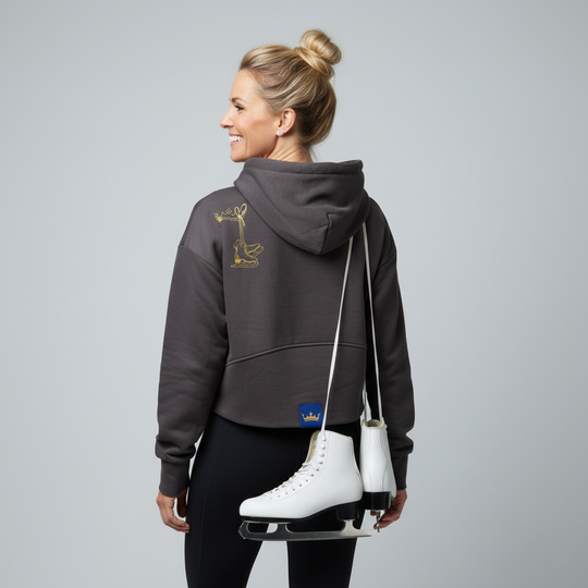 Charcoal oversized crop mikina OFF-ICE QUEEN