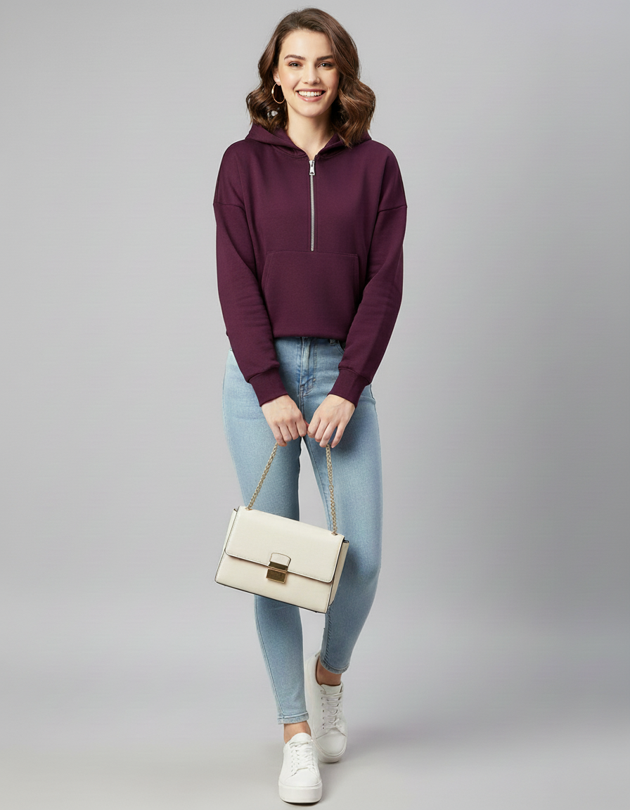 Mulberry oversized crop mikina OFF-ICE QUEEN
